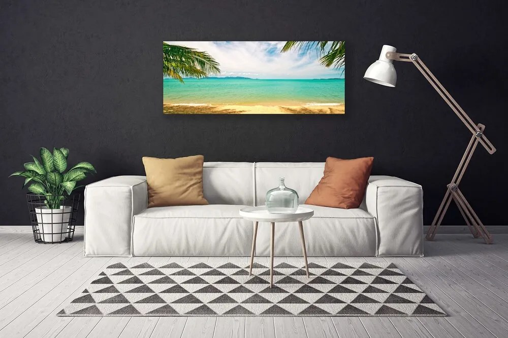 Tablou pe panza canvas Sea Beach Peisaj Albastru Galben