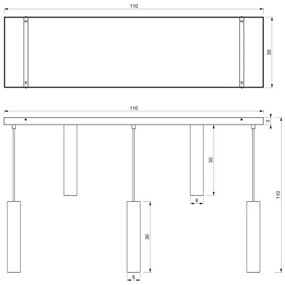 Lustră pe cablu RAITO 8xGU10/8W/230V alamă