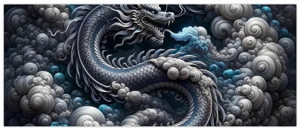 Tablou – Dragon în fum (120x50 cm)