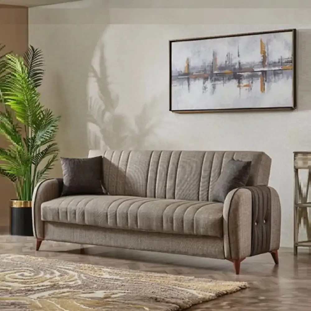 Canapea extensibila cu spatiu de depozitare 220x87x93 cm – stofa maro – Elegance