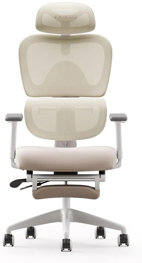 Scaun ergonomic MUSSO E600SE ADAPTIVE, șezut translatabil, cotiere 3D, suport lombar adaptiv, suport picioare, mecanism multifunctional inclinare/blocare, pivotant, Mesh, Bej