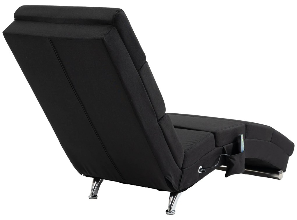 HOMCOM Fotoliu relaxant șezlong de relaxare ergonomic, cu masaj și încălzire, cu telecomandă 56 x 168 x 84 cm negru | Aosom Romania