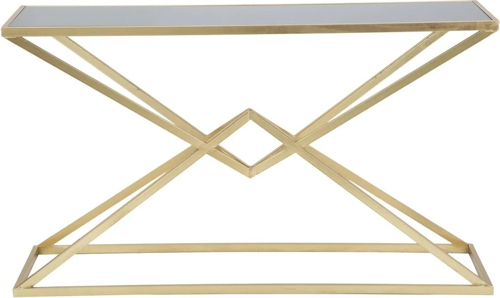 Consola Piramid, Mauro Ferretti, 130x40x75 cm, fier, auriu/negru