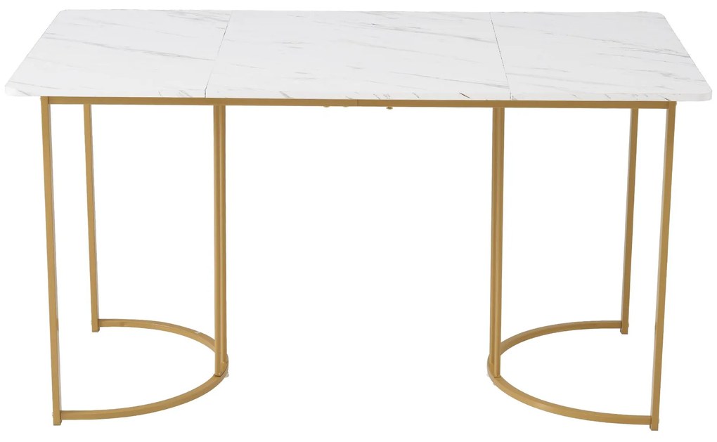 Masă de bucătărie dreptunghiulară cu cadru metalic stabil, Alb | Aosom Romania