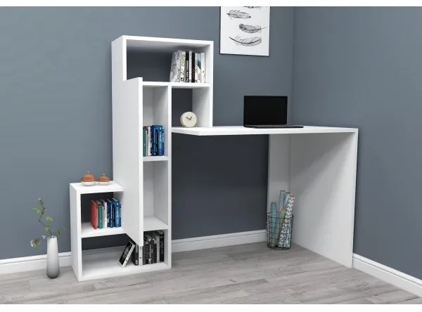 Masă de lucru cu raft IRMAK 119x138,6 cm alb