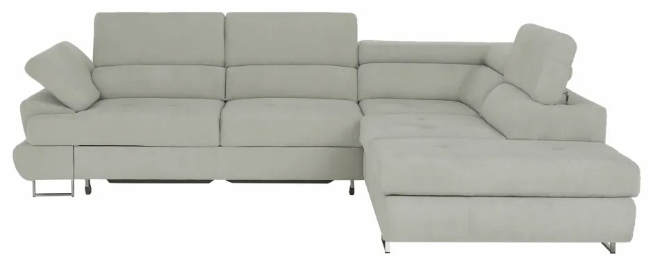 Colţar extensibil, material textil gri deschis, model dreapta, BUTON R