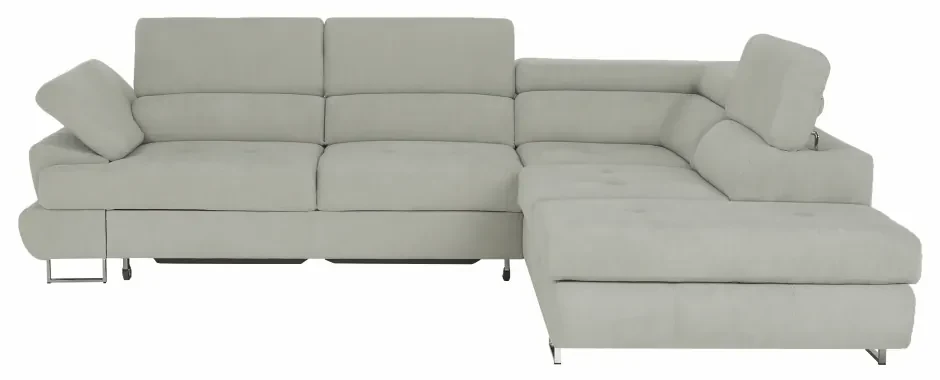 Colţar extensibil, material textil gri deschis, model dreapta, BUTON R