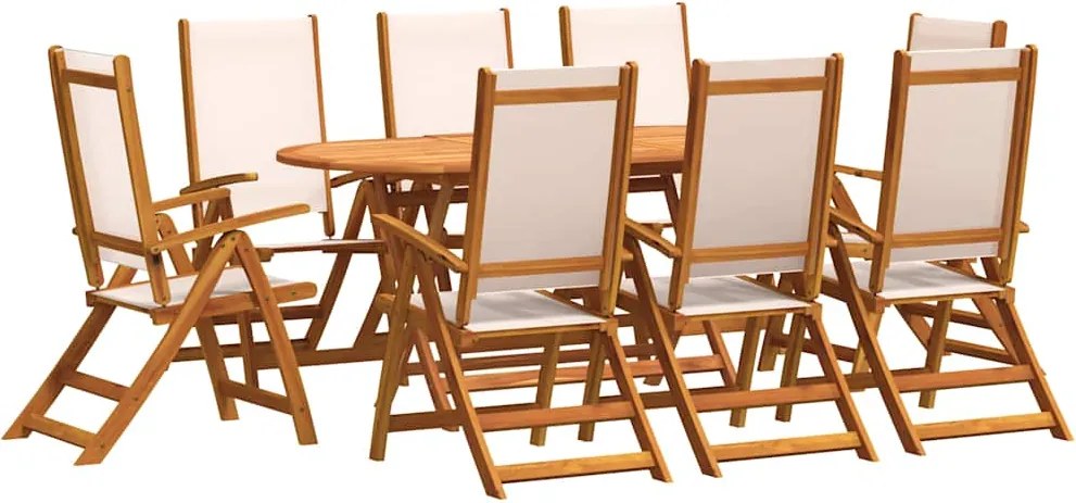 vidaXL Set mobilier de grădină, 9 piese, lemn masiv acacia/textilenă