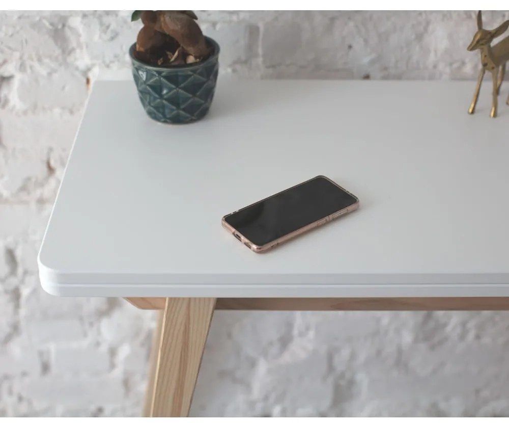 Masă de dining extensibilă cu blat alb cu blat suplimentar 90x45 cm Envelope – Ragaba