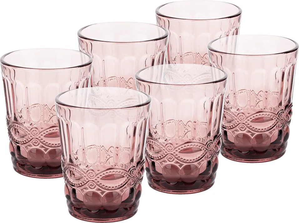 Set de pahare de apă, 6buc, 240 ml, roz, FREGATA TYPE 2