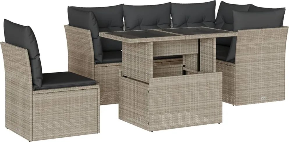 vidaXL Set canapele de grădină cu perne, 6 piese gri deschis poliratan