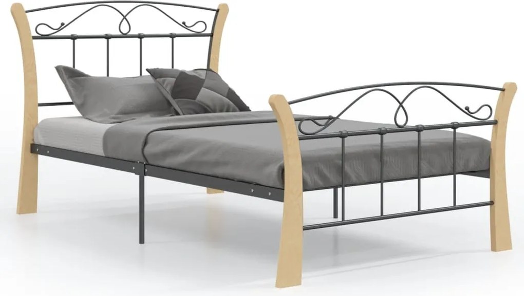 vidaXL Cadru de pat, negru, 100 x 200 cm, metal
