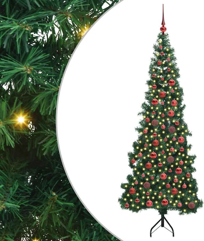 vidaXL Pom de Crăciun Artificial pentru Colț Verde 180 cm PVC și Metal