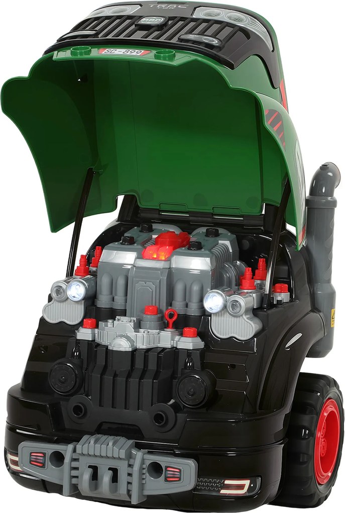 AIYAPLAY Atelier Camion Jucărie pentru Copii cu Motor, 60 Accesorii, Lumini și Sunete, 42x42x47 cm, Verde | Aosom Romania