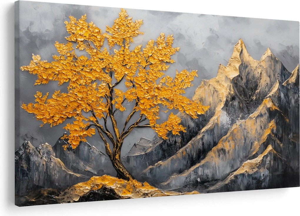 Tablou – Arbore auriu în munți (90x60 cm)
