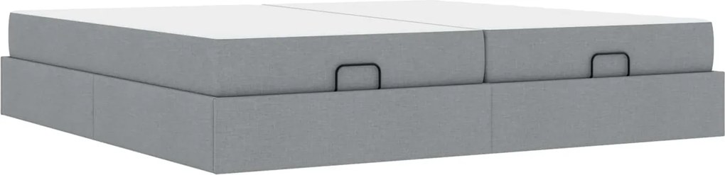 vidaXL Cadru de pat cu saltea cu saltea 2 pcs Gri deschis țesătură