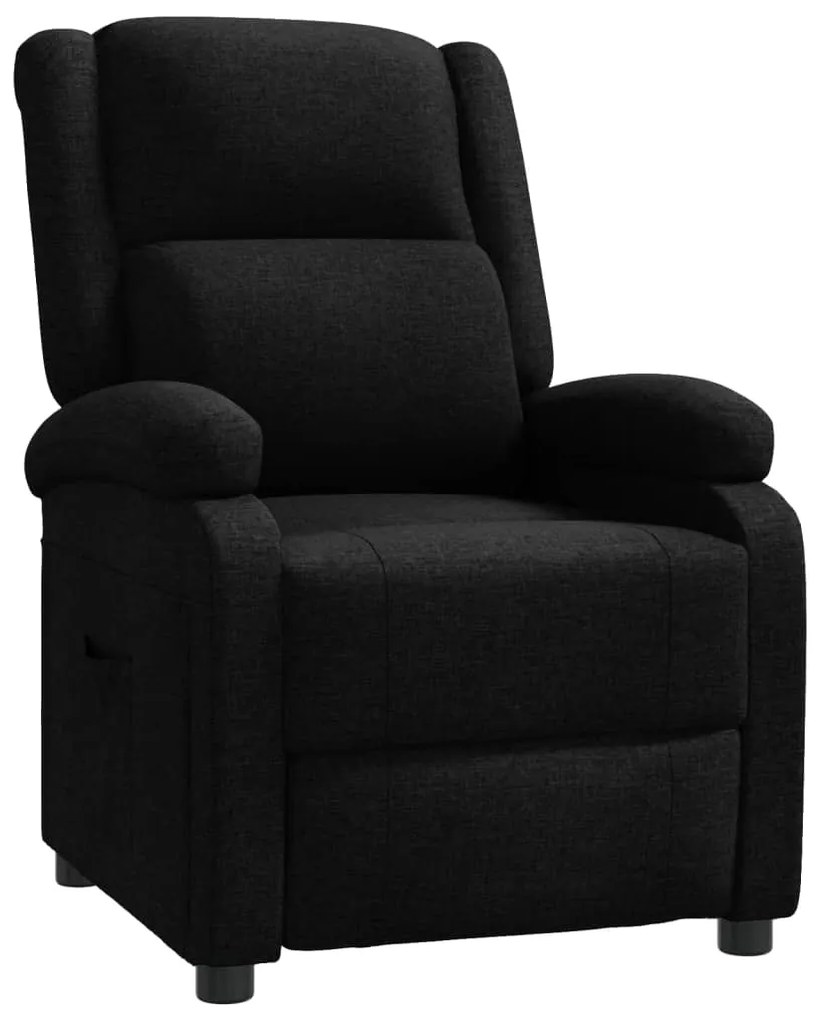 342421 vidaXL Fotoliu rabatabil, negru, material textil