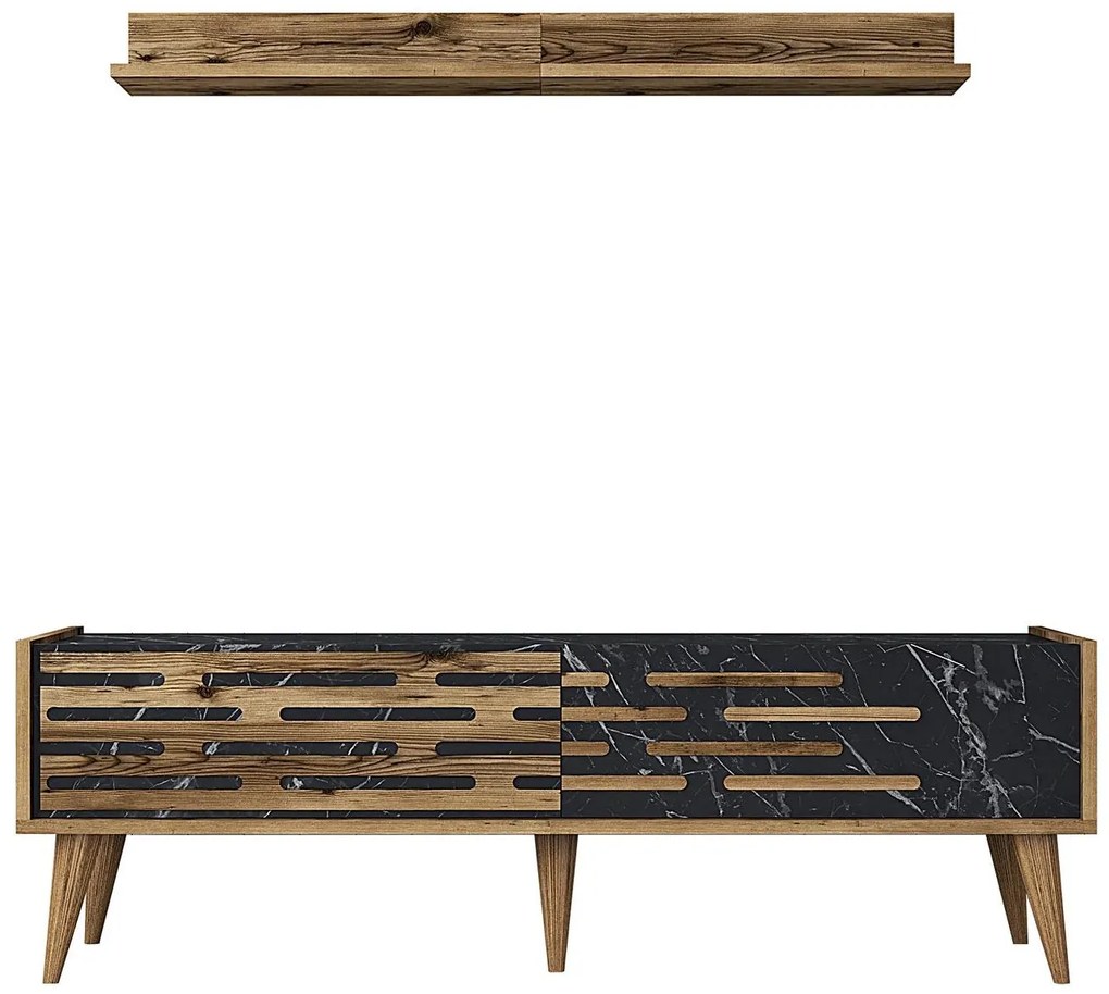 Mobilier living Valencia (Nuc + negru marmură). 1089358