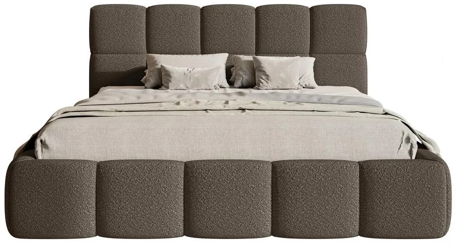 Pat matrimonial 140 cm Cirsten 140 (cu somieră) (cu sp. depozitare) (Bej). 1099533
