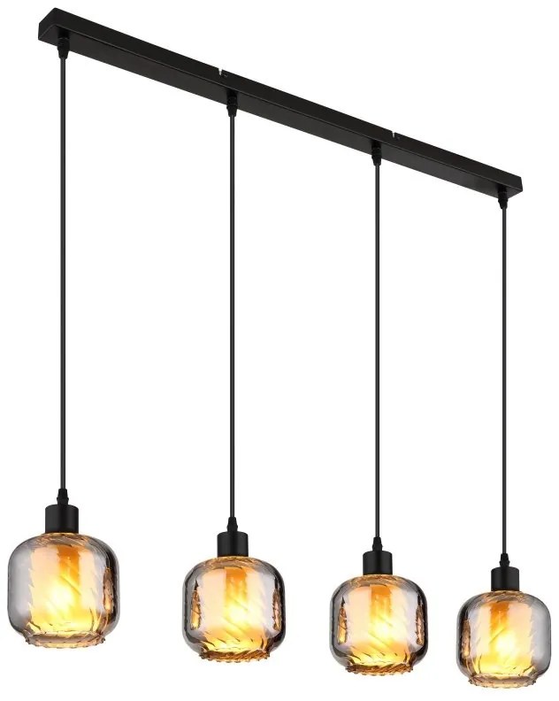 Lustra cu 4 pendule sticla fumurie XIA pentru bucatarie