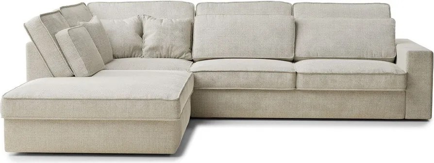 Colțar grej cu tapițerie din chenille (cu colț pe partea stângă/în formă de ”L”) Kirou – Maison de Rêve