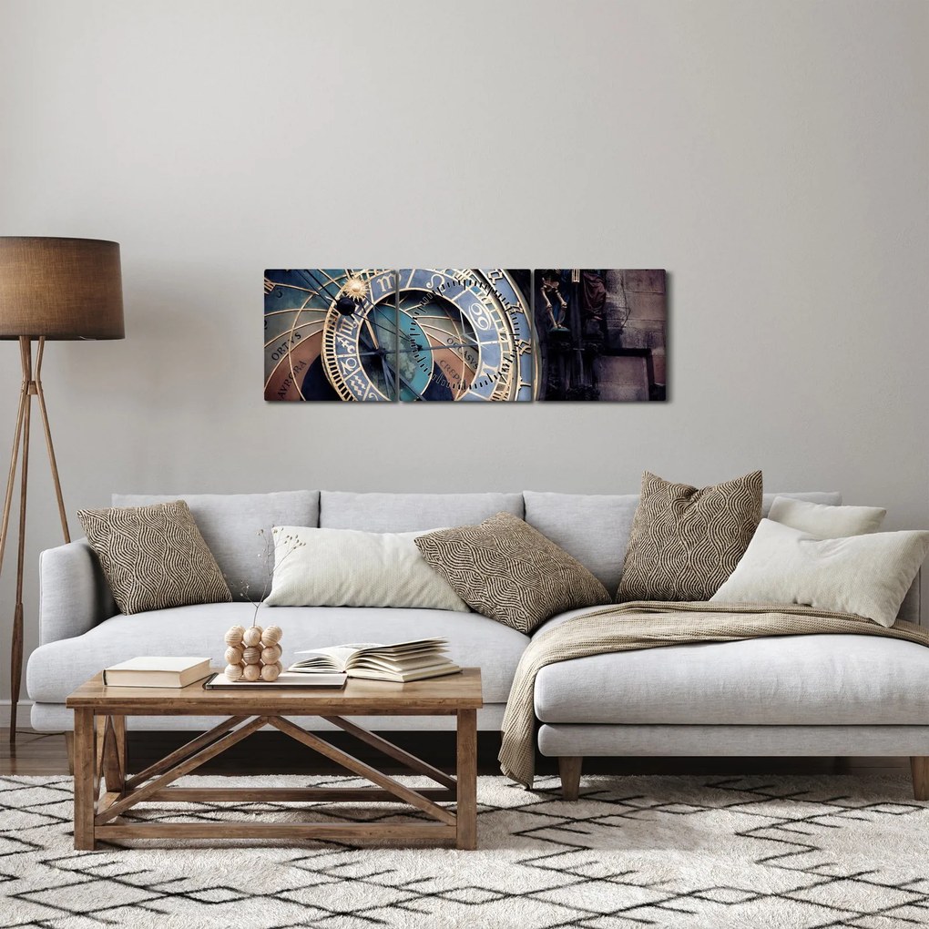 Tablou - Orloj, Praga (cu ceas) (90x30 cm)