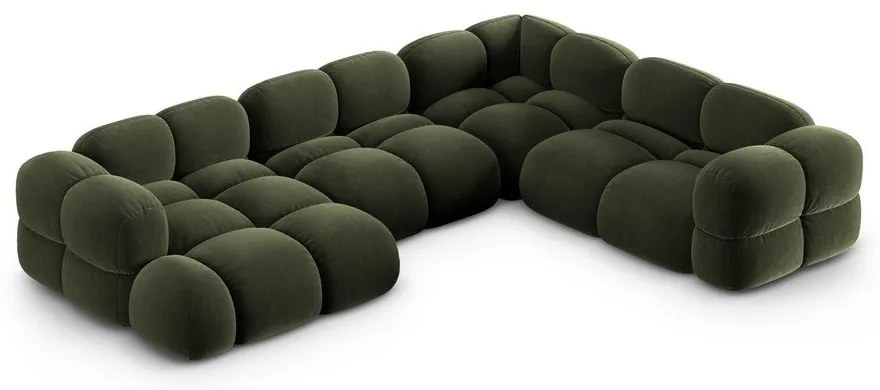 Colțar verde cu tapițerie din catifea (cu colț pe partea dreaptă/în formă de "U") Loretto – Cosmopolitan Design