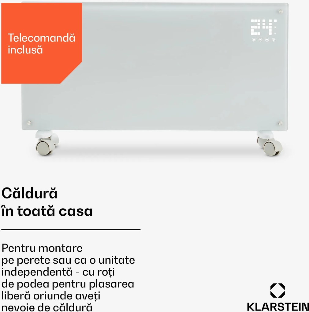 Klarstein Bornholm Încălzitor cu convecție 2000W Afișaj LED 2 trepte de încălzire Alb