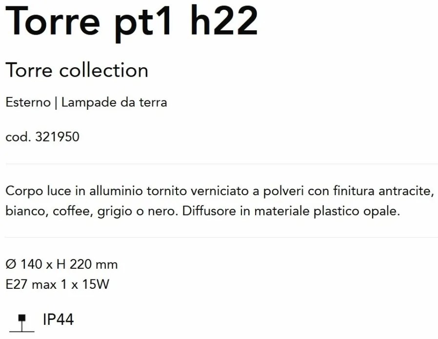 Mini Stalp pentru iluminat exterior Torre pt1 h22 gri