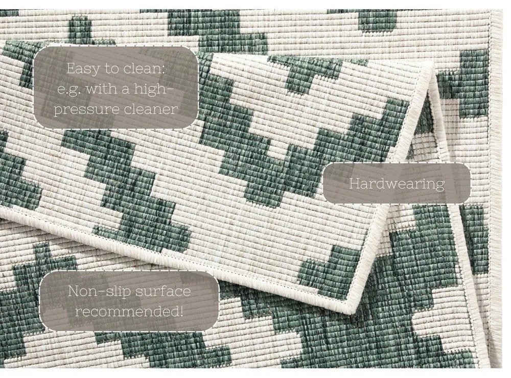 Covor adecvat pentru exterior NORTHRUGS Malta, 80 x 250 cm, verde-crem