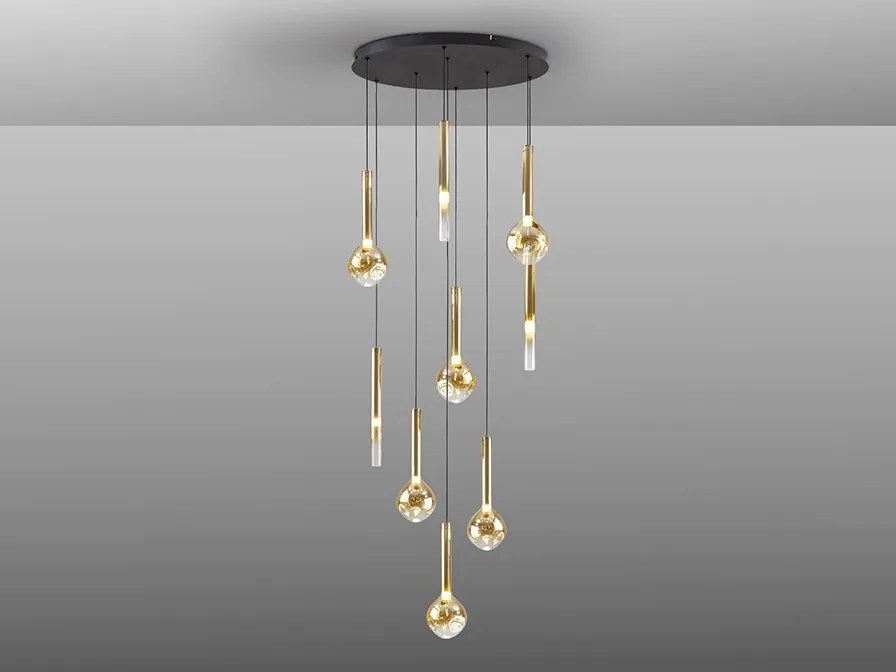 Lustra LED suspendata cu telecomanda Essenza negru, auriu