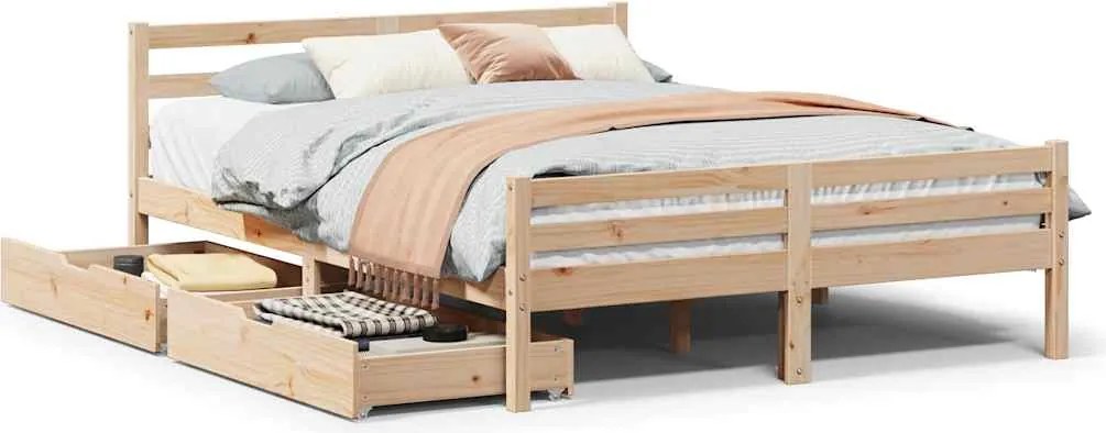 vidaXL Cadru de pat fără saltea, 140x200 cm, lemn masiv pin