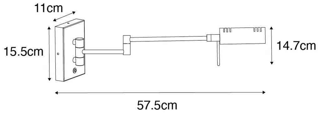Lampa de perete de design neagră cu LED dimmer - Notia