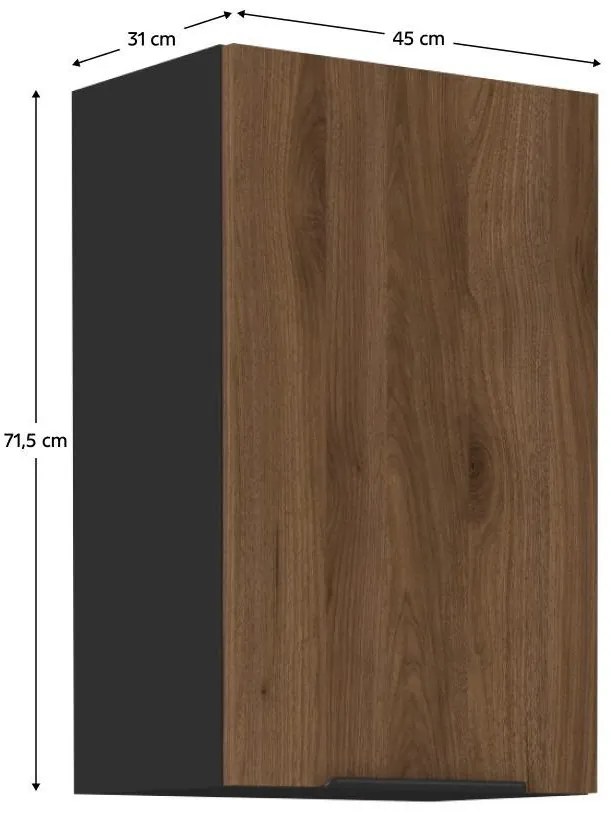 Dulap superior de bucătărie Monzesa 45 G 72 1F (nuc okapi + negru) . 1096961