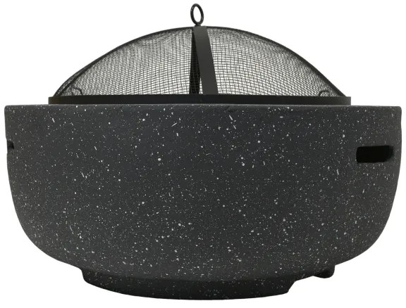 Vatră portabilă pe lemn cu grătar, antracit