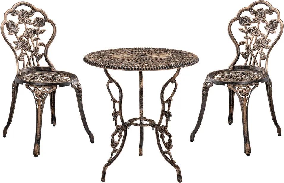 Set bistro - masa rotunda cu 2 scaune bronz