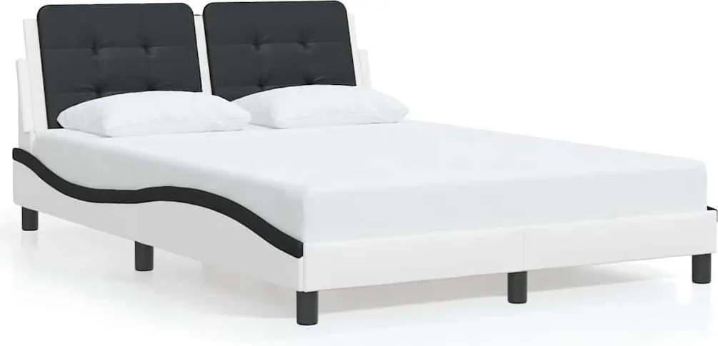vidaXL Cadru de pat fără saltea, Zadar, alb și negru,140x190cm, piele ecologică
