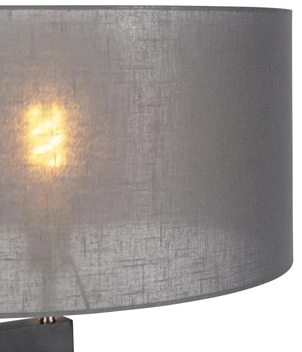 Lampă de podea cu trepied din lemn negru cu abajur gri 50 cm - Puros