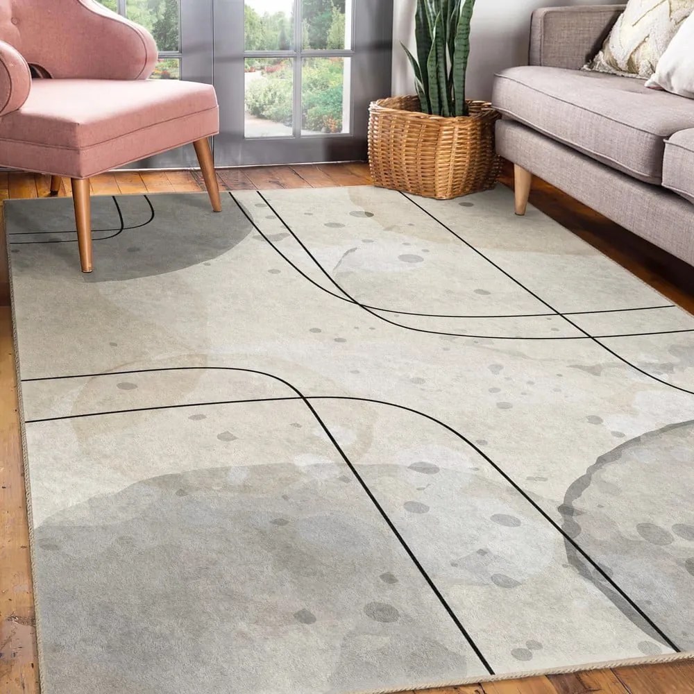 Covor tip traversă gri/crem lavabil 80x200 cm Simple Lines – Mila Home