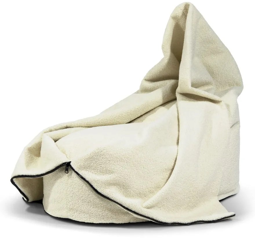 Fotoliu puf pentru copii maro cu tapițerie din țesătură bouclé Cocoon 80 – SLOWDOWN