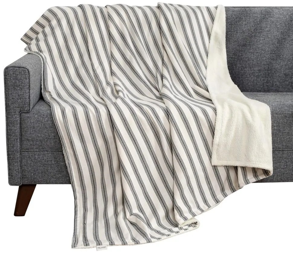 Pătură albă/gri antracit 150x190 cm Soren Wellsoft – Mijolnir