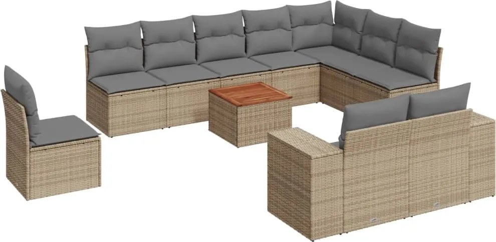 vidaXL Set canapele de grădină cu perne, 11 piese, bej, poliratan