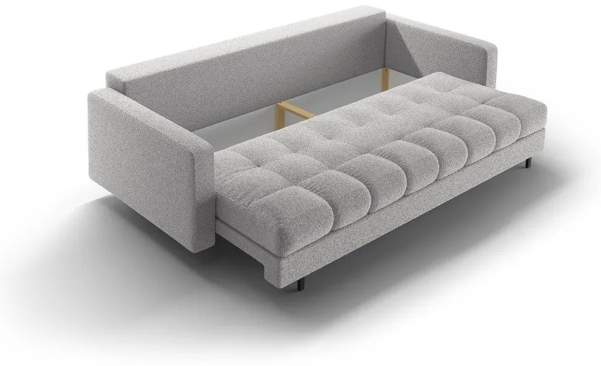 Canapea gri deschis extensibilă, cu spațiu de depozitare cu tapițerie din țesătură bouclé 222 cm Bali – Cosmopolitan Design