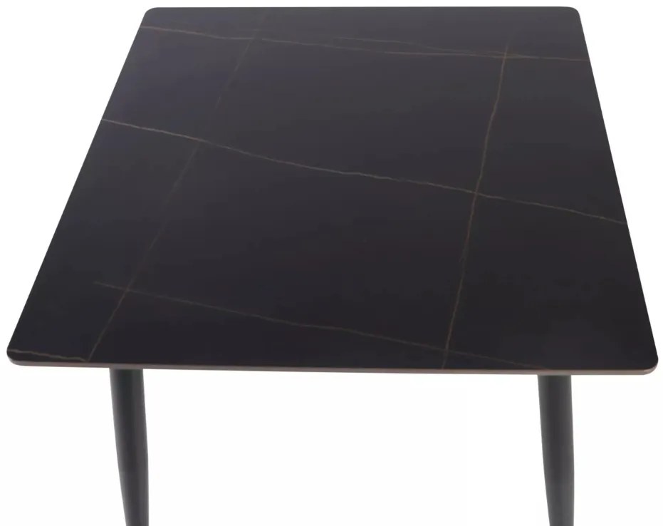 Masa de dining RION 80x80 cm cu blat ceramic, marmura neagra