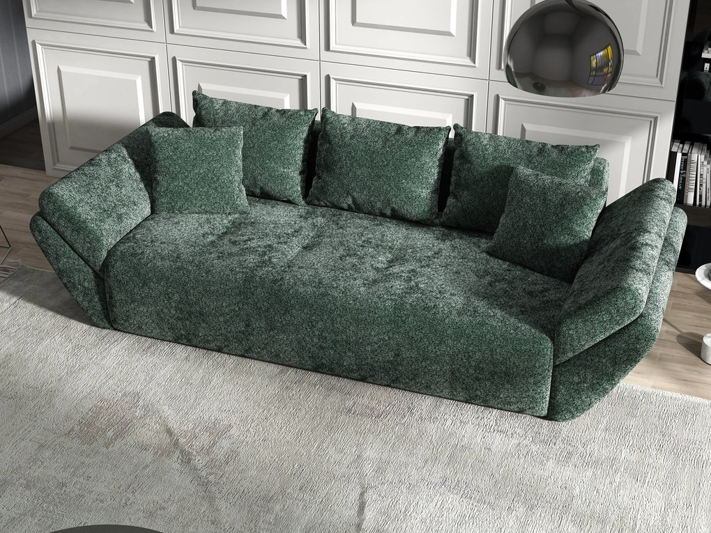 Canapea extensibilă dumonde cu ladă de depozitare si sezut confortabil din spuma high-density, Berlin Euphoria Green 250x100 cm