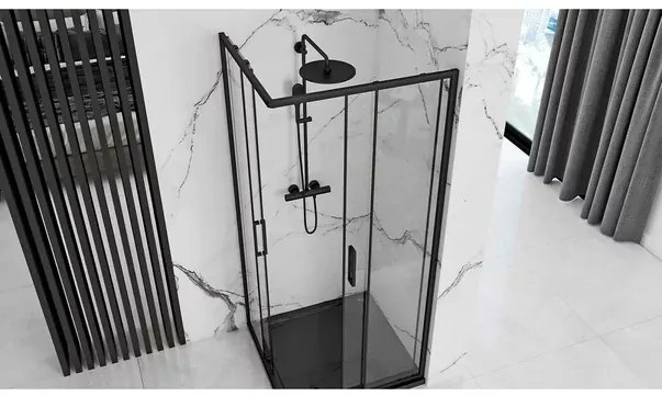 Cabina de dus patrata Rea Punto cu usi glisante 90x90 negru mat