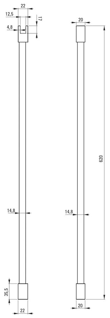 Tija de fixare in tavan, pentru cabina de dus, negru mat, 62 cm, Deante Prizma Negru mat