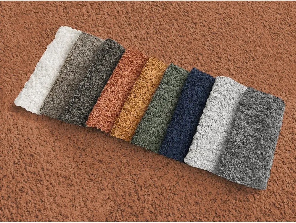 Colțar portocaliu cu tapițerie din țesătură bouclé (cu colț pe partea dreaptă/cu șezlong) Azra – Bobochic Paris