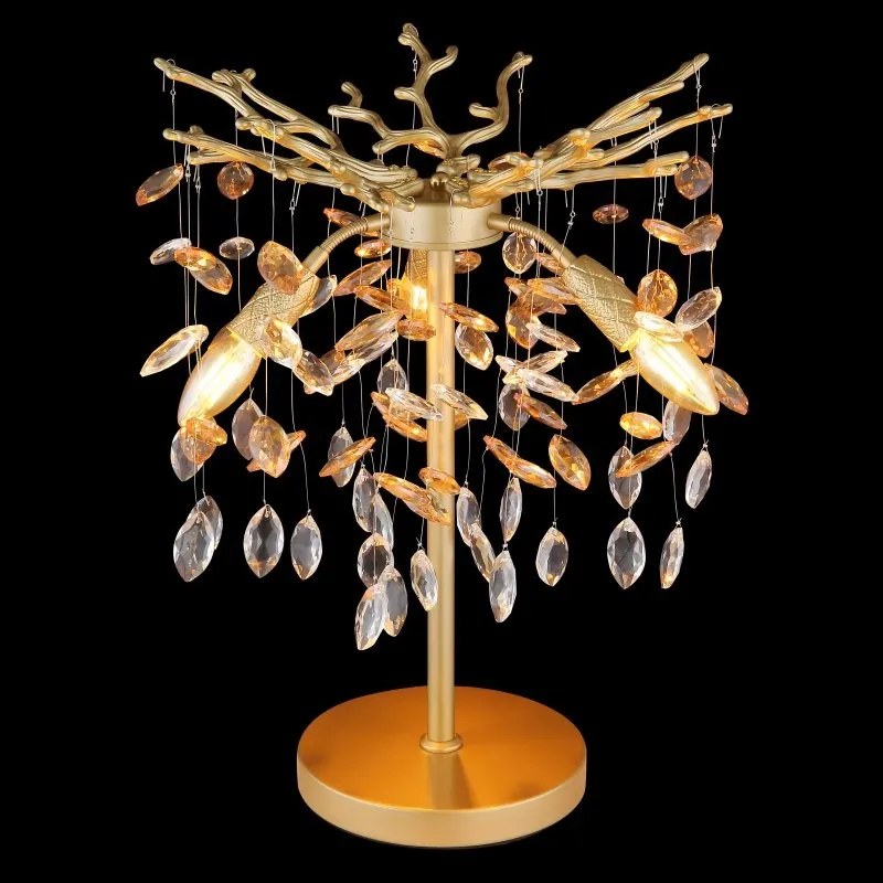 Veioza metal auriu mat, cristale de sticla QUEENA