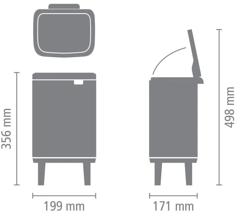 Cos de gunoi Brabantia Bo Small Hi 1006639, 4 L, Deschidere lina si silentioasa, Bază antiderapanta, Alb